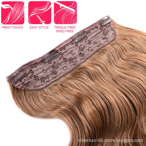 24 Inches Wavy Clip In Colored  Hair Extensions For Women Synthetic Clip Extensions Heat Resistant Fiber 4 Clips In One Piece